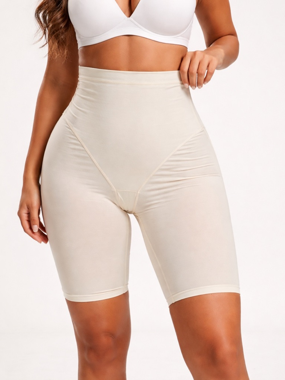 Maidenform Cream High-Waisted Shapewear Shorts 2XL Smoothing Tummy Control